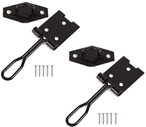 TERF® Wire Hasp and Staple Set Black 75mm [ 3 inch ] including Fixing Screw For Use with Outdoor House Cabinet Cupboard Cage Door and Multi Purpose Use - Pack of 2