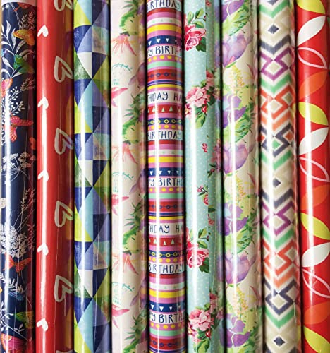 taschen-rucksack24 10 Rollen Geschenkpapier Rolle 200 x 70 cm Ganzjahr Geburtstags Mix Stück Papier