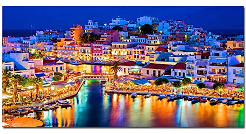 LKLKLK Panoramabild auf Leinwand,Griechenland Kreta Insellandschaft Gemälde Druck auf Leinwand,Leinwand Wandkunst Bilder,Wandkunst Dekoration Poster 70x140cm(28x56in) Rahmenlos