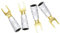 WANGCL 4 Pack Y Spade Plug,Speaker Spade Connector,Forcella Forcella Forcella Spina 45 Gradi per Cavo Altoparlante,Spina Audio Jack connettore Rame Puro per Cavo Altoparlante