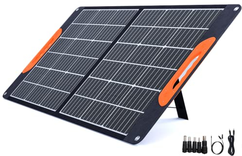 Mobisolar 100W Foldable Solar Panel Portable Monocrystalline Solar Charger for Power Stations Caravan Boat Camping Camper 12V Car Off-Grid Home RV Battery with USB and DC outputs (Mono PERC Design)
