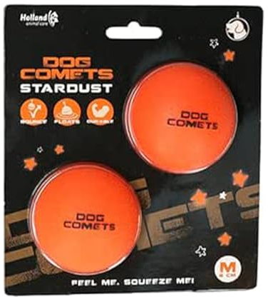 Dog Comets Ball Stardust Ø6 cm - Hundespielzeug Ball - Hundeball Naturkautschuk - Ball Hund - Orange - 2 stück