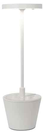 Zafferano, Poldina Reverso Lampe, Wiederaufladbare und Kabellose Tischlampe mit Touch Control, Geeignet für den Innen- und Außenbereich, Dimmer, 2200-3000 K, Höhe 35 cm, Farbe Weiß