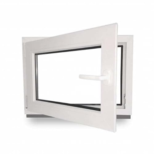 Kellerfenster - Kunststoff - Fenster - weiß - BxH: 100 x 40 cm - 1000 x 400 mm - DIN Links - 3 fach Verglasung - 60 mm Profil