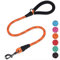 VIVAGLORY Starke Seilhundeleine Mit Weichem Neopren Gepolstertem Griff Und Stark Reflektierenden Fäden, 90CM Kurze Trainings- Und Gehleine Für Große Hunde, Orange