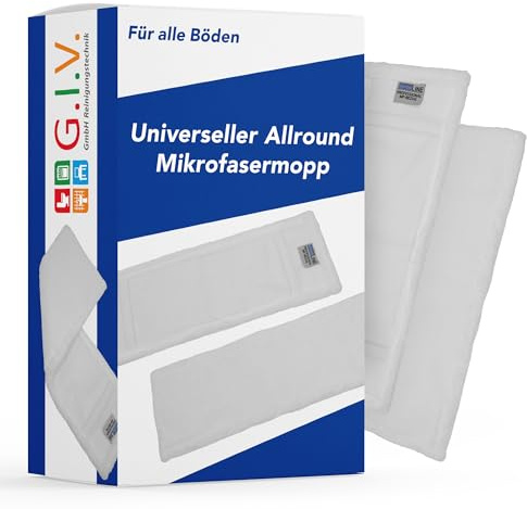 G.I.V. - Reinigungstechnik Microfasermopp Wischbezug weiß, 50cm - Ersatzbezug für Bodenwischer - Wischmopp Bezug für alle gängigen Klapphalter - Trocken & Nass Reinigung - Bodenreinigung (10x)