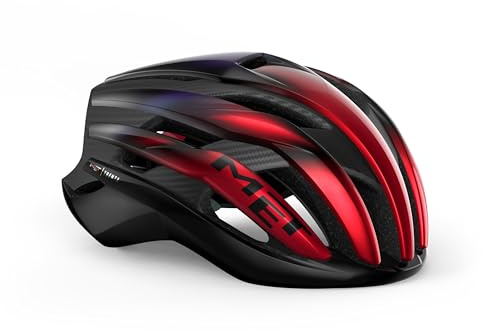 MET - Trenta 3K Carbon MIPS Road Cycling Helmet In Red Iridium Size Small (52-56 cm)