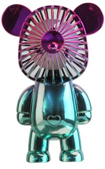 Wireless Express Bear Breeze: The Ultimate Mini Desk Fan - portable, rechargeable, 3-Speed Adjustable Usb Powered Fan - Perfect for home, dorm room, classroom, office and more (Chrome Blue)
