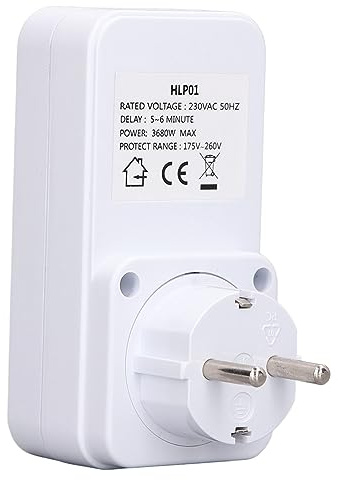 Enchufe Europeo 230V Protector de Voltaje Enchufe Refrigerador Protección de Voltaje 175‑260V 5‑6 Minutos de Retraso PC Toma de Electrodomésticos