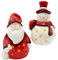 Dekohelden24 LED Schneemann und Weihnachtsmann Figuren in weiß/rot, als 2er Set, L/B/H 10 x 8,2 x 14 cm.