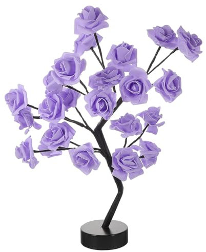 SilteD Rose Lantern Desk Topper The Rose Tree lamp Light up Rose Tree lamp Floor Lamps Rose Flower Tree Light lamp Gifts for mom Indoor Decor Table lamp Plastic Fake Rose Purple Desktop