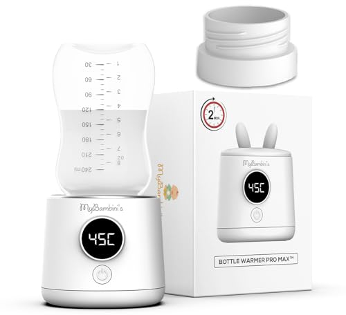 MyBambini’s MAX™ scaldabiberon portatile senza fili, scaldabiberon da viaggio, scalda latte elettrico portatile, scaldabiberon usb, compatibile con MAM, NANOBEBE (COLLO LARGO), NIP (bianco)