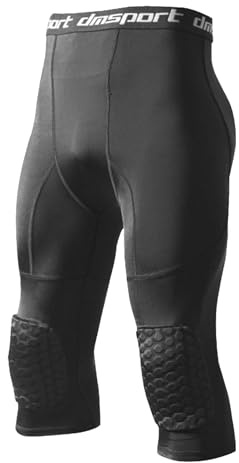 SHAIYOU Basketball Pants with Knee Pads, Compression Pants 3/4 Knee Pad Capri Leggings, Anti-collision, Cool and Dry Leggings, Capri Tights, Football, Basketball, Sports Underwear