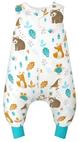 JiAmy Baby Schlafsack ohne Ärmel 1.0 Tog, Extended Beinen Schlafsäcke mit Beinen Superweiche 100% Reine Ganzjährig Schlafanzug für Jungen 80/2-3 Jahre, Grün