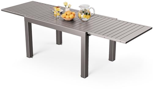 Devoko Esstisch Ausziehbar,130 x 80 x 75cm Gartentisch Ausziehbar, Aluminium Balkon Ausziehtisc, Gartentisch Wetterfest,ausziehbar auf 260cm, Outdoor Esstisch ,Schokoladenbraun