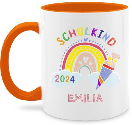 Tasse Tassen 325ml - Einschulung Schulanfang - Schulkind 2025 Regenbogen - 325 ml - Orange - schulkinder geschenke mädchen personalisierte einschulungsgeschenke schulanfänger schultüte