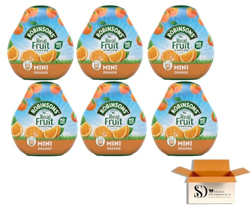 Robinsons Mini Squash Orange No Added Sugar 6 x 66ml – Low Calorie Concentrated Fruit Drink, Portable On-the-Go Diluting Juice