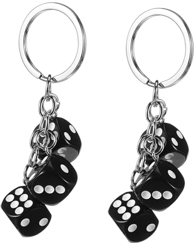 2 StüCk WüRfel SchlüSselanhäNger - Kreative Schwarze WüRfel Charm SchlüSselanhäNger, Metall Acryl SchlüSselanhäNger, Modische TaschenanhäNger FüR Jungen