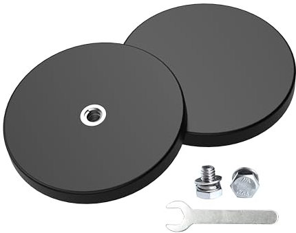 Magnetpro 2 Stück Starke Gummiert Magnete Anti-Rutsch, -Kratzer und -Korrosion, Über 30 KG Kleberleistung, Mit 1/4-20 Gewindeloch und Edelstahlschraube für PTZ, Kamera