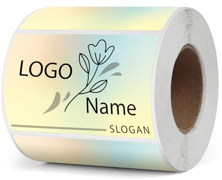 YIKIADA Gelb Farbverlauf Thermo Etiketten Vinyl 50 × 76 mm Selbstklebend Rolle Adressaufkleber Wasserdicht Drucker Aufkleber für Logo Barcode QR Code Name 500 Stück