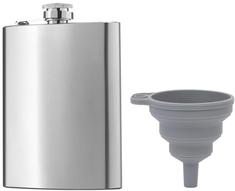 Hip Flasks, Stainless Steel Pocket Flask, Whisky Flask, 230ml Stainless Steel Flagon, Hip Flasks for Liquor, Suitable for Whiskey, Rum, Vodka, Suitable for Hiking and Parties, with Funnel