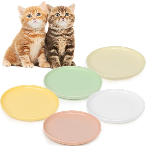 Katzennapf Keramik 5er-Set,Futternapf Katze Keramik Katzenfressnapf Für Kätzchen & Kleintiere Katzenfutter Napf Katzenschüssel Flach Futterschale Katze Katzen Napfset