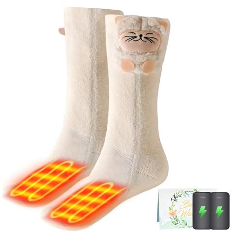 Kids Heated Socks - Boys and Girls Cute Electric Heating Socks, Upgraded 4000mAh Battery Pack & Heating Element (Not Ski Socks)