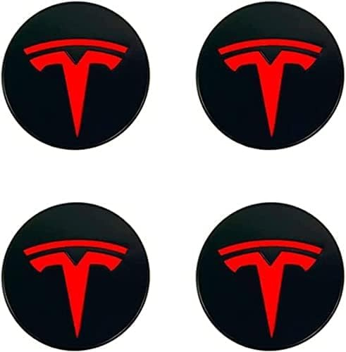 4 Stück Radnabenkappen für Tesla Model 65mm, Nabendeckel Aufkleber Radnabenabdeckung Nabenkappen Radnabenkappen Felgen Aufkleber Auto