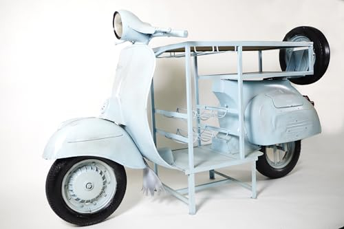 Kobolo Weinregal Anrichte Barregal Scooter Bar - Roller - Vintage Hellblau - 170x66x105 cm