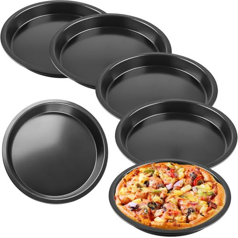 6 Stück Pizzateller, Pizzateller Rund Ø 20 cm, Edelstahl Pizzapfanne, Nicht Antihaftbeschichtet & Ungiftig & Einfach zu Reinigen, Pizza Blech, Pizzabackbleche Set für Pizza, Flammkuchen, Kuchen
