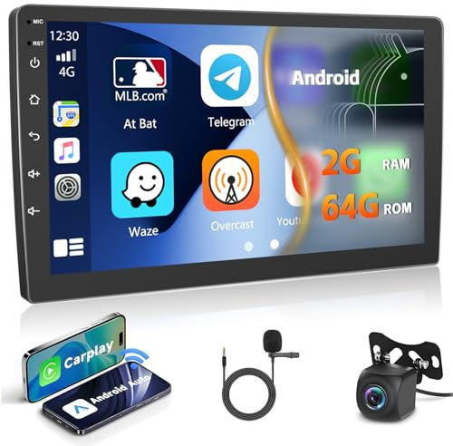 Inefala 2G+64G Autoradio 2 DIN Android 15 con 9 Pollici Touchscreen, Stereo 2 DIN Wireless CarPlay e Android Auto, Radio con GPS WiFi HiFi Bluetooth RDS/FM SWC Mic Retrocamera Mirror Link