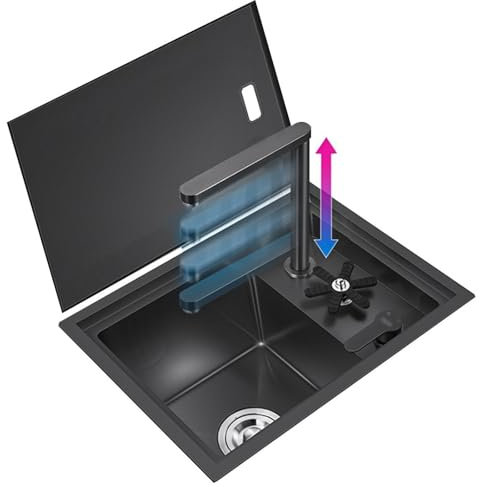 TYYCKJ Küche, versteckte Mini-Küche für Bars, Private Wohnmobil-Nutzung, gewerbliche Nutzung mit Tassenwascher, anhebbare Wasserhahn-Abdeckung, platzsparendes Design, praktische Kleinteile
