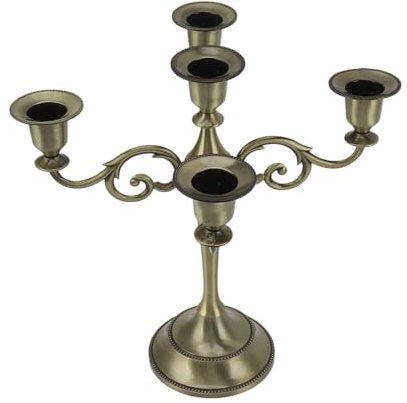 Goldener Retro-Kerzenhalter mit 5 Armen, Hochwertiger Eisen-Kerzenhalter für die Kirche zu Hause, Dekorativer Mittelpunkt für Formelle Veranstaltungen, Partys, Klassisches (Bronze)
