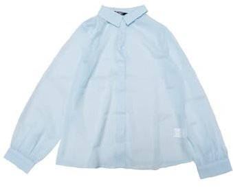 Allegra K Sheer Button Up Shirts for Women See Through Mesh Long Sleeve Shirt Tops Light Blue M