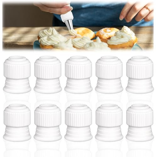 Lot de 10 douilles à douille, adaptateurs en plastique standard, coupleurs pour poche à douille, adaptateur pour douilles à sucre, grandes buses de glaçage, décoration de dessert - 3,5 x 2,5 cm