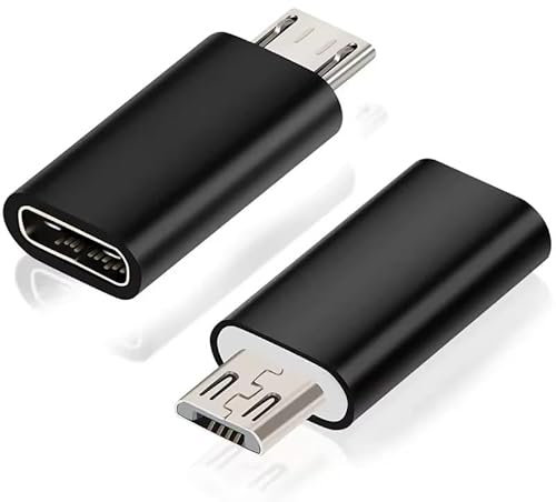TECHZOCO Adaptador USB C Hembra a Micro USB Macho, Conversor USB Tipo C a Micro USB Macho, Velocidad de Transferencia hasta 480 Mbps, Apto para Xbox Kindle, Samsung Galaxy Nexus, Negro, 1 Unidad