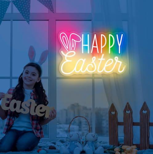 Frohe Ostern Neonschild Benutzerdefinierte Osterparty Niedlicher Hase LED Neonlicht Wandbar Party Dekore Ostertag Neonlichter Beste Ostergeschenke