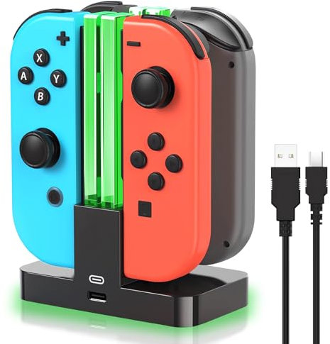 Yingtop Base de Carga para N-intendo Switch y OLED, Estación de Carga 4 en 1 para J-oy-con y Mandos con Indicador LED,Cable USB-C de 3.3 FT/1M - Compatible con Todos los Modelos de Switch