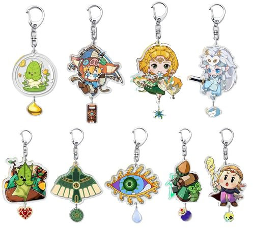 SUJEBRAN 9 Set Zalelda Echoes Wisdom Figurine Porte Clef Accessoires Cos Zalelda Jouet Zalelda Tears Kingdom Deco Keychain