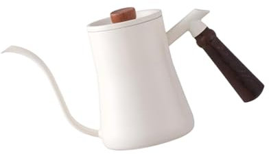 DHSKFUA Watering Can 600ml Comfortable Handle Steel Teapot Gooseneck Kettle Office Outdoor Indoor Restaurant Home Use, White progress