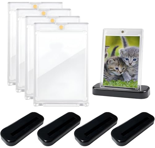 4 Stück 35PT Magnetischer Kartenhalter Mit Sammelkarten Ständer Set | Sammelkarten Hüllen Mit Kartenstände,Pokemon Karten,Halter Transparent Karten Sleeves Für Yugioh,Sportkarten Sammlung