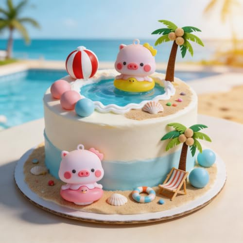 Beach Party Decorations Girls Summer Cake Toppers Pool Party Cake Toppers Luau Cakes Decor Hawaiian Cupcake Decor for Summer Decorations