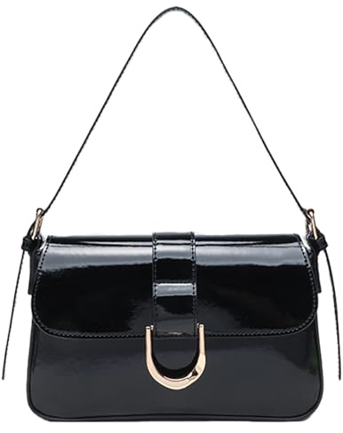 CCAIPU Kleine Umhängetasche für Damen, Vintage Y2K Geldbörse Trendy Umhängetasche PU Leder Hobo Clutch Taschen mit verstellbarem Riemen (Schwarz)