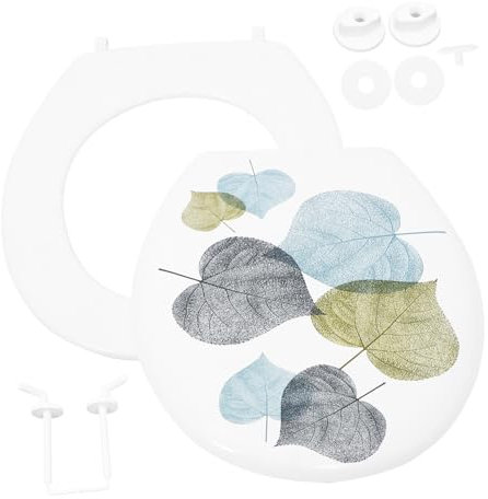 SEWACC Asiento de Inodoro U Shape de Plástico con Tapa Decorativa Diseño Plata Compatible Mayoría de Inodoros Duradero y de