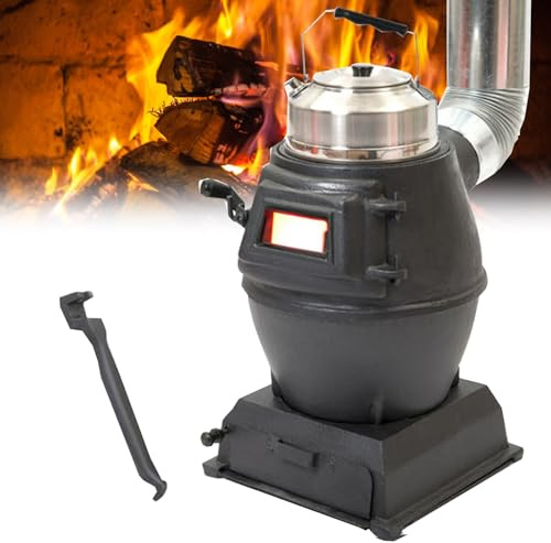 Mini-Holzofen, Heizholzofen, Holzkohlefeuer aus reinem Gusseisen, Heizen und Kochen, Campingkocher für Innen- und Außenzelt