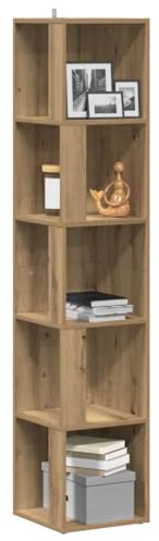Mandloder Eckregal Artisan-Eiche 33x33x165 cm, Holzwerkstoff, platzsparender Eckschrank mit viel Stauraum für Wohnzimmer, Schlafzimmer, Büro