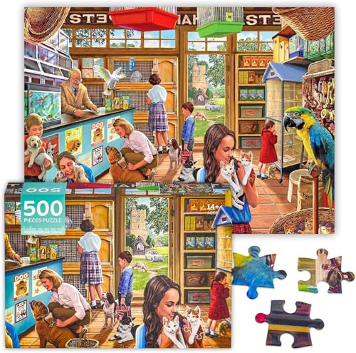 Puzzle 500 Pieces for Adults Dogs Jigsaw Puzzles 500 Pieces for Adults 500 Piece Jigsaw Puzzles for Adult Dog 500 Piece Puzzle Pet Shop Educational Games-Home Decoration Puzzel for Adult Teens Seniors