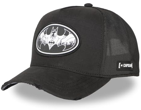 Capslab Batman Trucker Cap Unisex DC10 BLK | Trucker Kappe Herren & Damen mit Netz, gebogener Schirm, Einheitsgröße für Erwachsene, Snapback Verschluss | DC Comics Basecap | Atmungsaktive Baseball