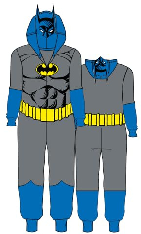 Riethmüller Erwachsenen Onesie Batman Größe M – Offizieller Fleece Overall mit Kapuze & Reißverschluss – Kuscheliger Jumpsuit für Damen & Herren