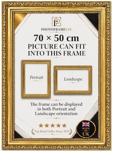 Ornate gold picture frame for 70x50cm Picture | Photo frame for wall hanging | Perfect for Posters, Artwork and Jigsaw Puzzles.